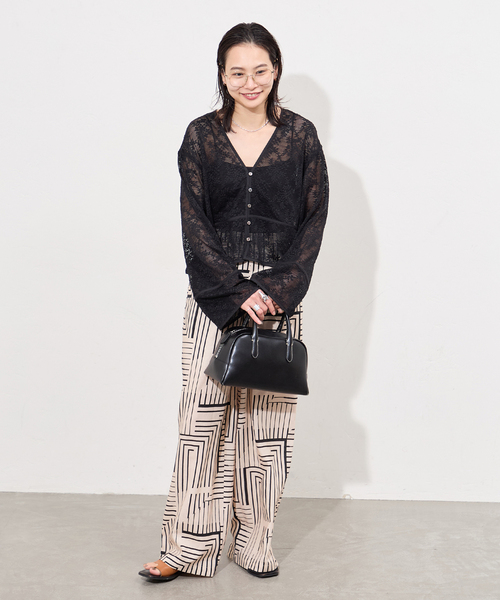 JOURNAL STANDARD（ジャーナルスタンダード）の「フラワーメッシュカーディガン（カーディガン/ボレロ・レディース・ブラック/アイボリー・FREE）」の5枚目の写真