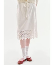 Fano Studios | レースディテール ミドル丈 ニットスカート FX26B103【Fano Studios】【2026SS】(スカート)