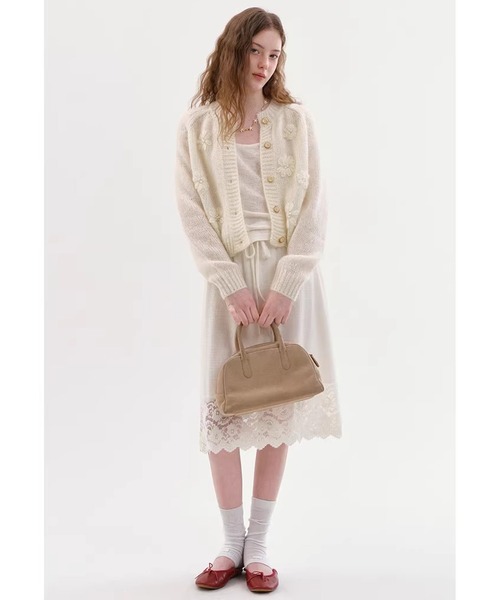 Fano Studios（ファノ ストゥディオズ）の「レースディテール ミドル丈 ニットスカート FX26B103【Fano Studios】【2026SS】（スカート・レディース・ホワイト・L/M/S）」の5枚目の写真