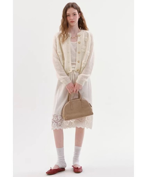 Fano Studios（ファノ ストゥディオズ）の「レースディテール ミドル丈 ニットスカート FX26B103【Fano Studios】【2026SS】（スカート・レディース・ホワイト・L/M/S）」の6枚目の写真