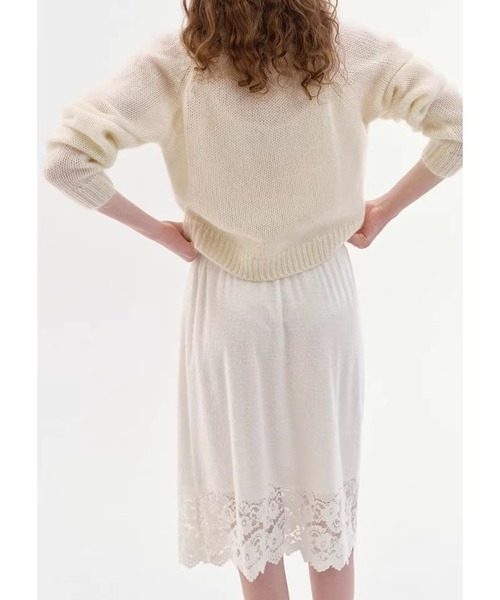 Fano Studios（ファノ ストゥディオズ）の「レースディテール ミドル丈 ニットスカート FX26B103【Fano Studios】【2026SS】（スカート・レディース・ホワイト・L/M/S）」の8枚目の写真