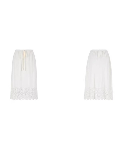 Fano Studios（ファノ ストゥディオズ）の「レースディテール ミドル丈 ニットスカート FX26B103【Fano Studios】【2026SS】（スカート・レディース・ホワイト・L/M/S）」の2枚目の写真