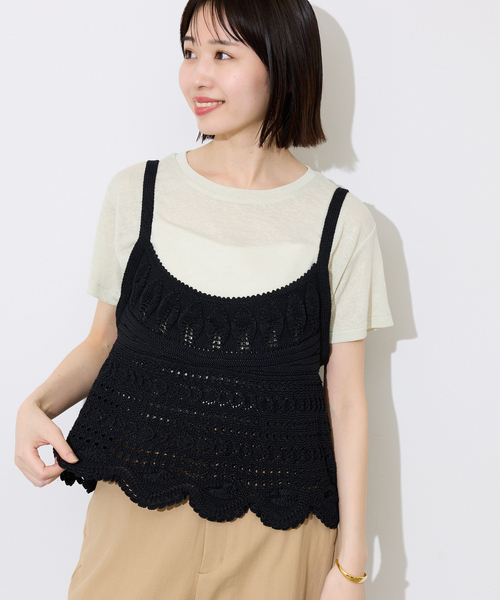 SLOBE IENA（スローブイエナ）の「レース柄Aラインニット（ニット/セーター・レディース・ブラック/ブルー・FREE）」の8枚目の写真