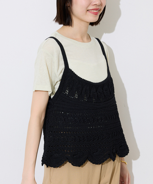 SLOBE IENA（スローブイエナ）の「レース柄Aラインニット（ニット/セーター・レディース・ブラック/ブルー・FREE）」の9枚目の写真