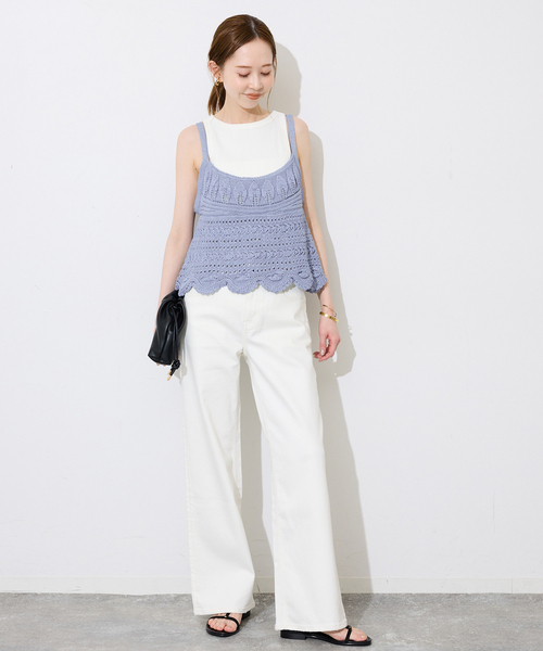 SLOBE IENA（スローブイエナ）の「レース柄Aラインニット（ニット/セーター・レディース・ブラック/ブルー・FREE）」の12枚目の写真