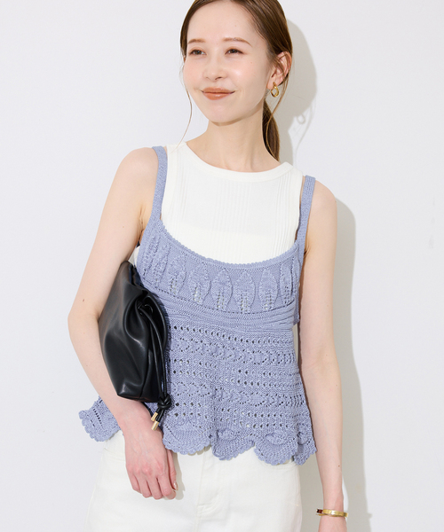 SLOBE IENA（スローブイエナ）の「レース柄Aラインニット（ニット/セーター・レディース・ブラック/ブルー・FREE）」の16枚目の写真