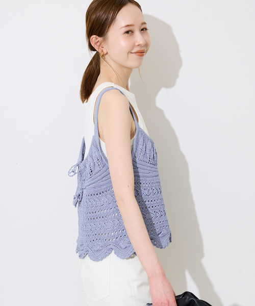 SLOBE IENA（スローブイエナ）の「レース柄Aラインニット（ニット/セーター・レディース・ブラック/ブルー・FREE）」の17枚目の写真