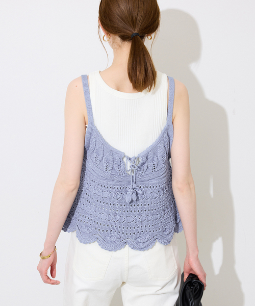 SLOBE IENA（スローブイエナ）の「レース柄Aラインニット（ニット/セーター・レディース・ブラック/ブルー・FREE）」の18枚目の写真