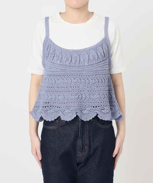 SLOBE IENA（スローブイエナ）の「レース柄Aラインニット（ニット/セーター・レディース・ブラック/ブルー・FREE）」の19枚目の写真