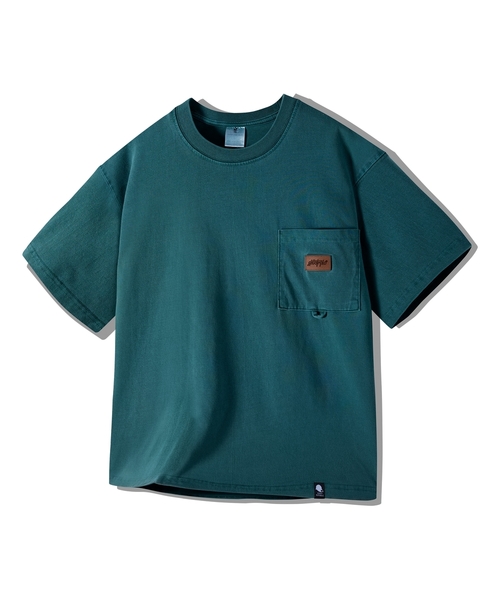 GHOST REPUBLIC(ゴーストリパブリック)の「レザーパッチポケットピグメントクロップ半袖Tシャツ4Color GT-380(Tシャツ/カットソー・メンズ・アイボリー/グリーン/ブラウン/チャコールグレー・MEDIUM/LARGE/X-LARGE)」の4枚目の写真