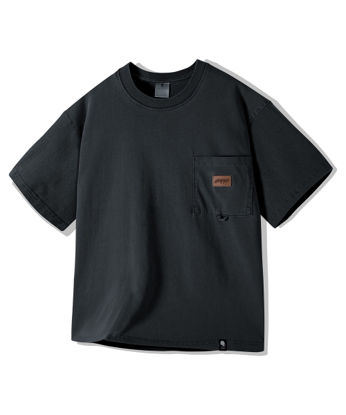 GHOST REPUBLIC(ゴーストリパブリック)の「レザーパッチポケットピグメントクロップ半袖Tシャツ4Color GT-380(Tシャツ/カットソー・メンズ・アイボリー/グリーン/ブラウン/チャコールグレー・MEDIUM/LARGE/X-LARGE)」の11枚目の写真