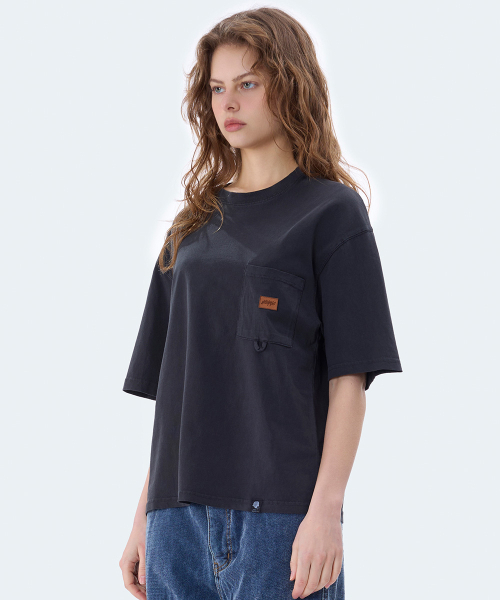 GHOST REPUBLIC(ゴーストリパブリック)の「レザーパッチポケットピグメントクロップ半袖Tシャツ4Color GT-380(Tシャツ/カットソー・メンズ・アイボリー/グリーン/ブラウン/チャコールグレー・MEDIUM/LARGE/X-LARGE)」の6枚目の写真