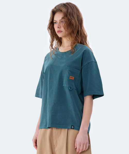 GHOST REPUBLIC(ゴーストリパブリック)の「レザーパッチポケットピグメントクロップ半袖Tシャツ4Color GT-380(Tシャツ/カットソー・メンズ・アイボリー/グリーン/ブラウン/チャコールグレー・MEDIUM/LARGE/X-LARGE)」の18枚目の写真