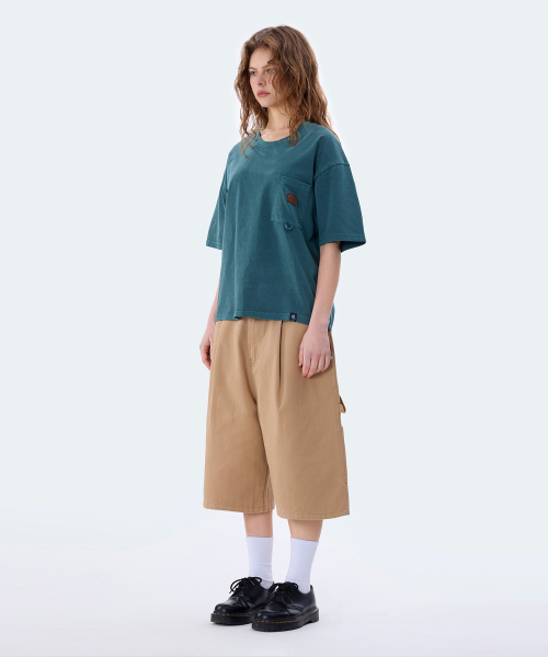 GHOST REPUBLIC(ゴーストリパブリック)の「レザーパッチポケットピグメントクロップ半袖Tシャツ4Color GT-380(Tシャツ/カットソー・メンズ・アイボリー/グリーン/ブラウン/チャコールグレー・MEDIUM/LARGE/X-LARGE)」の19枚目の写真