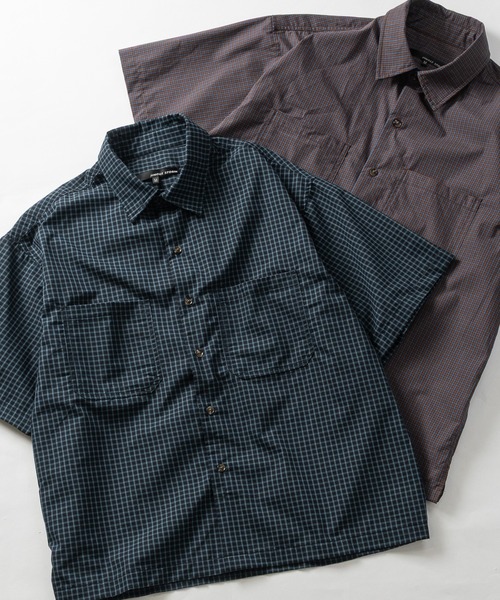 JOHN'S CLOSET（ジョンズクローゼット）の「【31】先染めチェック ショートレンス ハーフスリーブシャツ/ショート丈（シャツ/ブラウス・メンズ・チャコールグレー/ネイビー/ホワイト・MEDIUM/LARGE）」の3枚目の写真