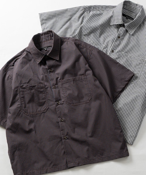 JOHN'S CLOSET（ジョンズクローゼット）の「【31】先染めチェック ショートレンス ハーフスリーブシャツ/ショート丈（シャツ/ブラウス・メンズ・チャコールグレー/ネイビー/ホワイト・MEDIUM/LARGE）」の2枚目の写真