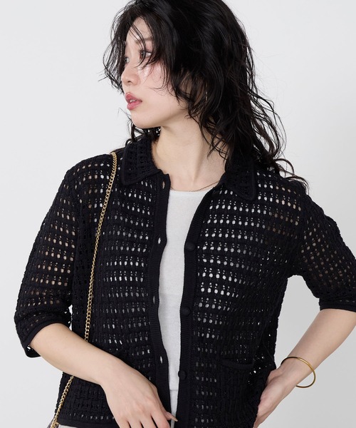 Traditional Weatherwear（トラディショナルウェザーウェア）の「【Traditional Weatherwear】ニットレースカーディガン（ニット/セーター・レディース・ブラック/アイボリー・S）」の9枚目の写真