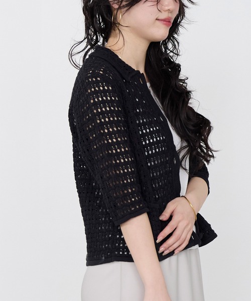 Traditional Weatherwear（トラディショナルウェザーウェア）の「【Traditional Weatherwear】ニットレースカーディガン（ニット/セーター・レディース・ブラック/アイボリー・S）」の10枚目の写真