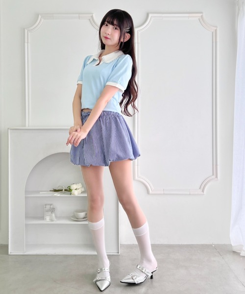 Loueme(ルエム)の「フリルカラーポロシャツ(Tシャツ/カットソー・レディース・ライトグレー/ピンク/ブラック/ライトブルー・FREE)」の17枚目の写真