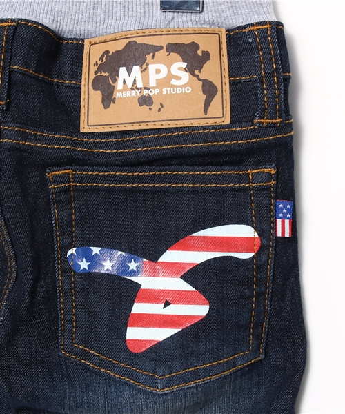 Right-on（ライトオン）の「【MPS】デニムワールドペンキストレート（デニムパンツ・キッズ・ダークインディゴブルー・140/110/130/90/100/120）」の6枚目の写真