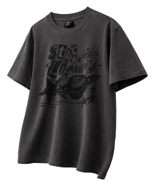 MOZMOZ(モズモズ)の「スタライトピグメントオーバーサイズ半袖Tシャツチャコール(Tシャツ/カットソー・レディース・その他・M/XL/XXL)」の1枚目の写真