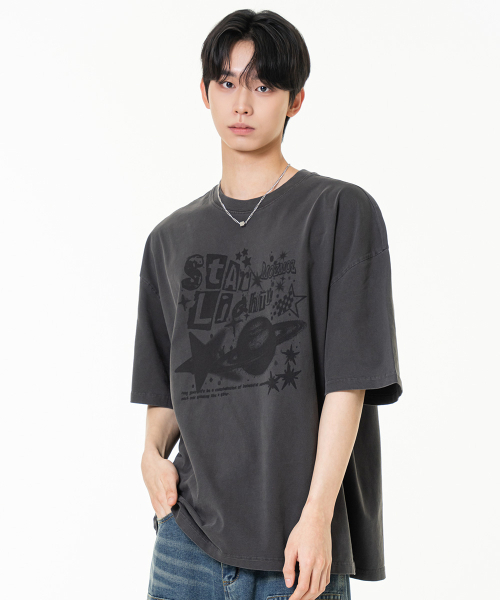 MOZMOZ(モズモズ)の「スタライトピグメントオーバーサイズ半袖Tシャツチャコール(Tシャツ/カットソー・レディース・その他・M/XL/XXL)」の2枚目の写真