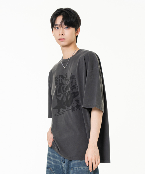 MOZMOZ(モズモズ)の「スタライトピグメントオーバーサイズ半袖Tシャツチャコール(Tシャツ/カットソー・レディース・その他・M/XL/XXL)」の4枚目の写真