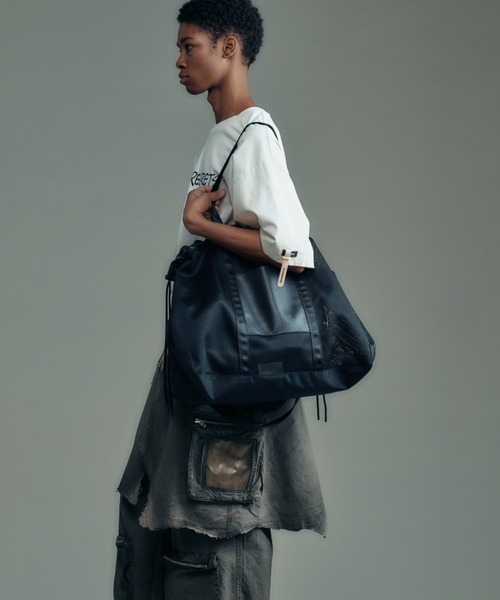 ADAMPATEK/アダムパテック】Leather trimmed mesh 2way big tote bag