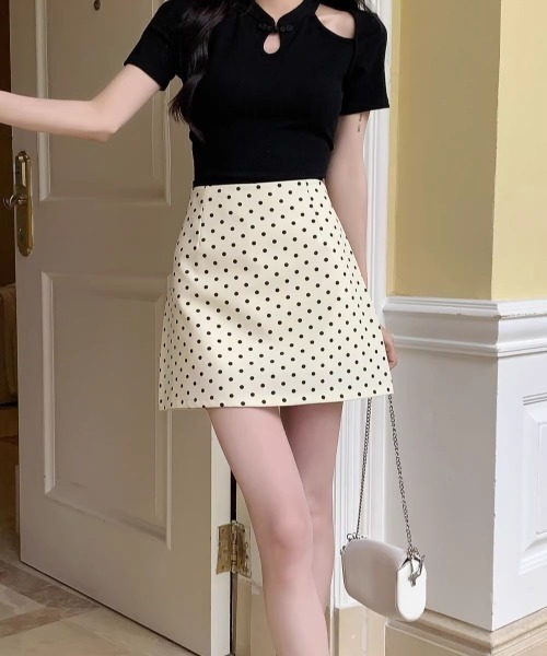 SHEPP（シープ）の「ドット柄Aラインミニスカート（スカート・レディース・ホワイト/ブラック・M/L）」の14枚目の写真