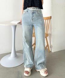 CLEA | レイヤード風レースデニムパンツ(デニムパンツ)