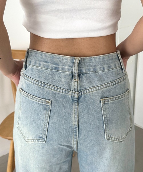 CLEA(クレア)の「レイヤード風レースデニムパンツ(デニムパンツ・レディース・ライトブルー・M/S)」の11枚目の写真