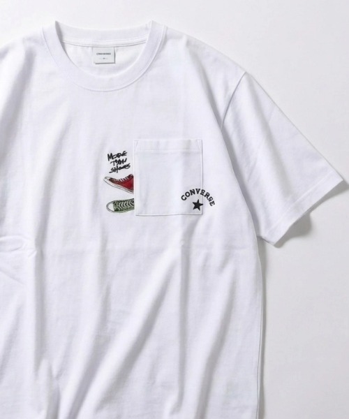 CONVERSE（コンバース）の「2026SS CONVERSE/コンバース 吸水速乾 UVカット ワンポイント シューズ刺繍  ポケット付Tシャツ レディース メンズ（Tシャツ/カットソー・レディース・ホワイト/ホワイト系その他2/ブラック系その他/ブラック系その他2/ブラック/ブルー系その他/スミクロ/ホワイト系その他/ライトグレー・M/L/LL）」の3枚目の写真