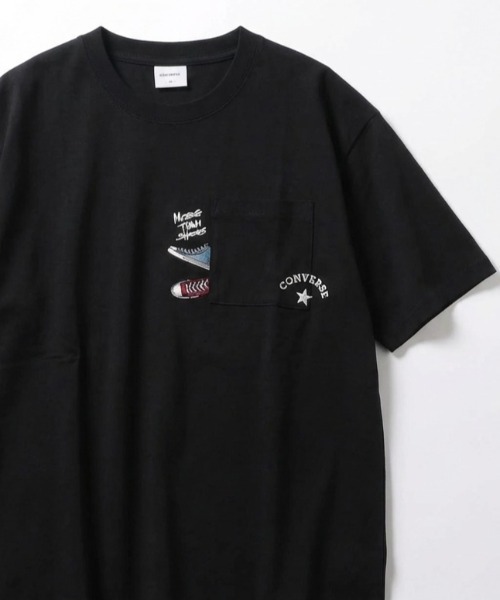 CONVERSE（コンバース）の「2026SS CONVERSE/コンバース 吸水速乾 UVカット ワンポイント シューズ刺繍  ポケット付Tシャツ レディース メンズ（Tシャツ/カットソー・レディース・ホワイト/ホワイト系その他2/ブラック系その他/ブラック系その他2/ブラック/ブルー系その他/スミクロ/ホワイト系その他/ライトグレー・M/L/LL）」の7枚目の写真