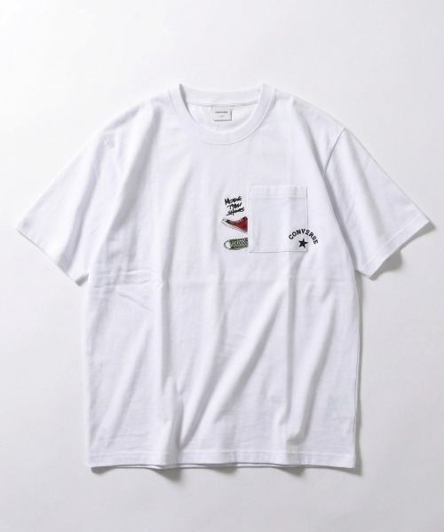 CONVERSE（コンバース）の「2026SS CONVERSE/コンバース 吸水速乾 UVカット ワンポイント シューズ刺繍  ポケット付Tシャツ レディース メンズ（Tシャツ/カットソー・レディース・ホワイト/ホワイト系その他2/ブラック系その他/ブラック系その他2/ブラック/ブルー系その他/スミクロ/ホワイト系その他/ライトグレー・M/L/LL）」の14枚目の写真
