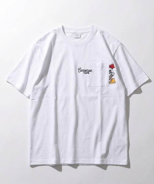 CONVERSE（コンバース）の「2026SS CONVERSE/コンバース 吸水速乾 UVカット ワンポイント シューズ刺繍  ポケット付Tシャツ レディース メンズ（Tシャツ/カットソー・レディース・ホワイト/ホワイト系その他2/ブラック系その他/ブラック系その他2/ブラック/ブルー系その他/スミクロ/ホワイト系その他/ライトグレー・M/L/LL）」の15枚目の写真