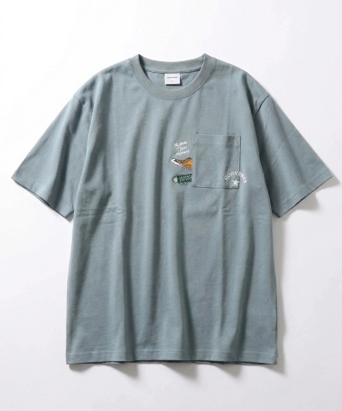 CONVERSE（コンバース）の「2026SS CONVERSE/コンバース 吸水速乾 UVカット ワンポイント シューズ刺繍  ポケット付Tシャツ レディース メンズ（Tシャツ/カットソー・レディース・ホワイト/ホワイト系その他2/ブラック系その他/ブラック系その他2/ブラック/ブルー系その他/スミクロ/ホワイト系その他/ライトグレー・M/L/LL）」の10枚目の写真