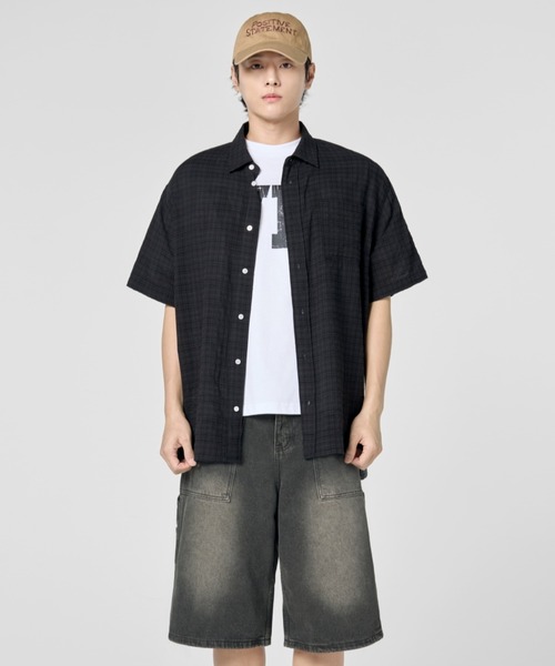Vini(ヴィニ)の「ビンテージチェック フロントポケットハーフシャツ(Tシャツ/カットソー・メンズ・ブラック/ネイビー/ブラウン・MEDIUM/LARGE)」の18枚目の写真