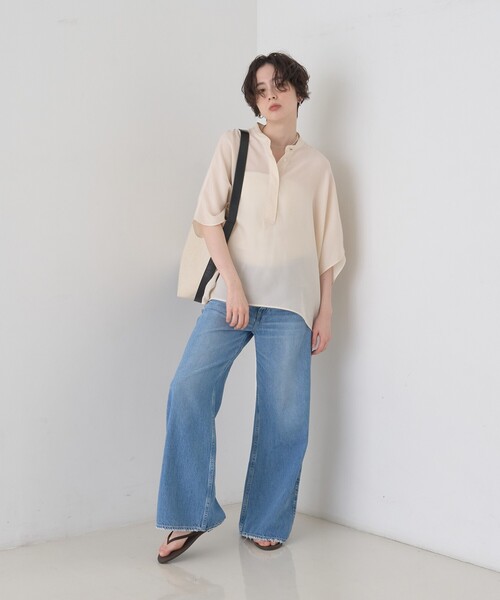Rouge vif(ルージュヴィフ)の「【セットアップ対応】キュプラフィブリルドレープスキッパーブラウス(シャツ/ブラウス・レディース・グレー/グレイッシュベージュ/アイボリー・フリー)」の19枚目の写真