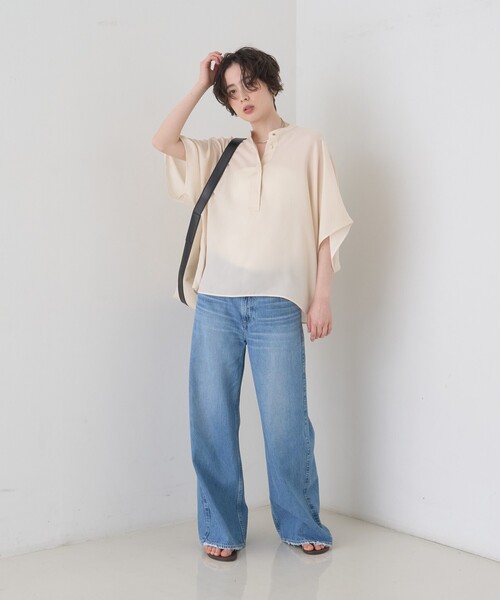 Rouge vif(ルージュヴィフ)の「【セットアップ対応】キュプラフィブリルドレープスキッパーブラウス(シャツ/ブラウス・レディース・グレー/グレイッシュベージュ/アイボリー・フリー)」の20枚目の写真