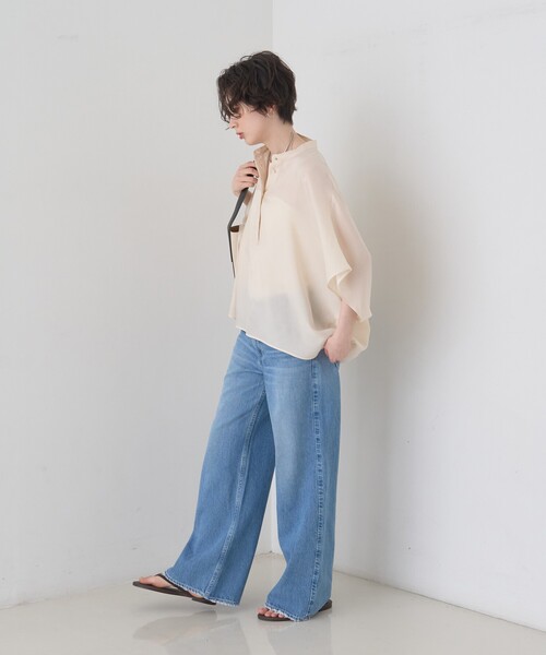 Rouge vif(ルージュヴィフ)の「【セットアップ対応】キュプラフィブリルドレープスキッパーブラウス(シャツ/ブラウス・レディース・グレー/グレイッシュベージュ/アイボリー・フリー)」の21枚目の写真