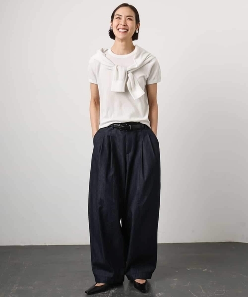 MICHEL KLEIN（ミッシェル・クラン）の「[アンサンブル対応]シアープルオーバー（ニット/セーター・レディース・ライラック/ブルー・38/40）」の10枚目の写真