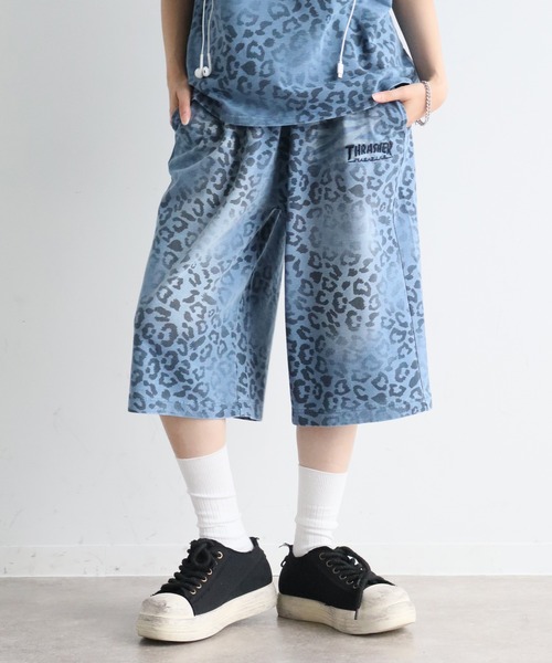 THRASHER(スラッシャー)の「【THRASHER/スラッシャー】スプレーライク加工 レオパード柄 ショーパン(スウェットパンツ・メンズ・ブラック/ブルー/アッシュグレー・XL/L/M)」の3枚目の写真