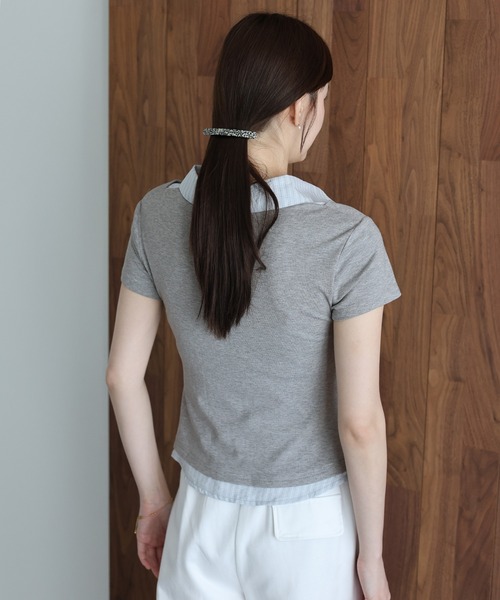 J by blue(ジェイバイブルー)の「シャツレイヤードドレープトップス(Tシャツ/カットソー・レディース・グレー/ホワイト/ブラック・MEDIUM)」の22枚目の写真