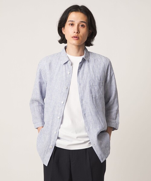 セール】リネン シャンブレー ジャスト 7分袖 シャツ＜A DAY IN THE