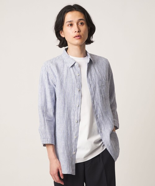 A DAY IN THE LIFE UNITED ARROWS(アデイインザライフユナイテッドアローズ)の「リネン シャンブレー ジャスト 7分袖 シャツ<A DAY IN THE LIFE>(シャツ/ブラウス・メンズ・ライトブルー/その他1/ナチュラル・L/XL/M/S)」の10枚目の写真