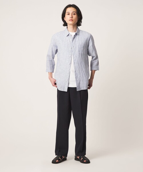 A DAY IN THE LIFE UNITED ARROWS(アデイインザライフユナイテッドアローズ)の「リネン シャンブレー ジャスト 7分袖 シャツ<A DAY IN THE LIFE>(シャツ/ブラウス・メンズ・ライトブルー/その他1/ナチュラル・L/XL/M/S)」の11枚目の写真