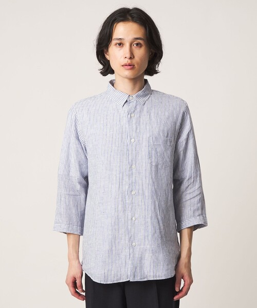 A DAY IN THE LIFE UNITED ARROWS(アデイインザライフユナイテッドアローズ)の「リネン シャンブレー ジャスト 7分袖 シャツ<A DAY IN THE LIFE>(シャツ/ブラウス・メンズ・ライトブルー/その他1/ナチュラル・L/XL/M/S)」の13枚目の写真