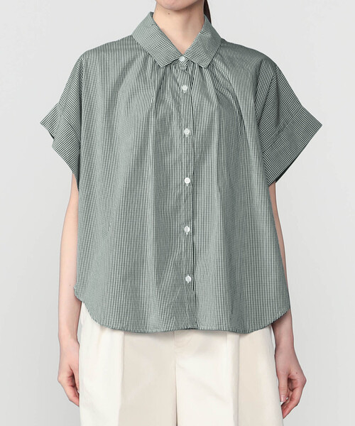 GALLEGO DESPORTES（ギャレゴデスポート）の「GALLEGO DESPORTES | コットン ショートスリーブシャツ GREEN CHECK WOMEN（シャツ/ブラウス・レディース・グリーン系その他・S）」の5枚目の写真