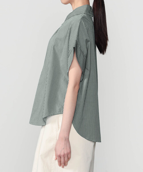 GALLEGO DESPORTES（ギャレゴデスポート）の「GALLEGO DESPORTES | コットン ショートスリーブシャツ GREEN CHECK WOMEN（シャツ/ブラウス・レディース・グリーン系その他・S）」の4枚目の写真