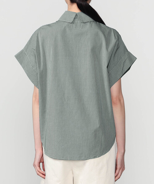 GALLEGO DESPORTES（ギャレゴデスポート）の「GALLEGO DESPORTES | コットン ショートスリーブシャツ GREEN CHECK WOMEN（シャツ/ブラウス・レディース・グリーン系その他・S）」の3枚目の写真